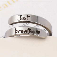 Just Breathe Spiral Heart Ring – Adjustable Stainless Steel