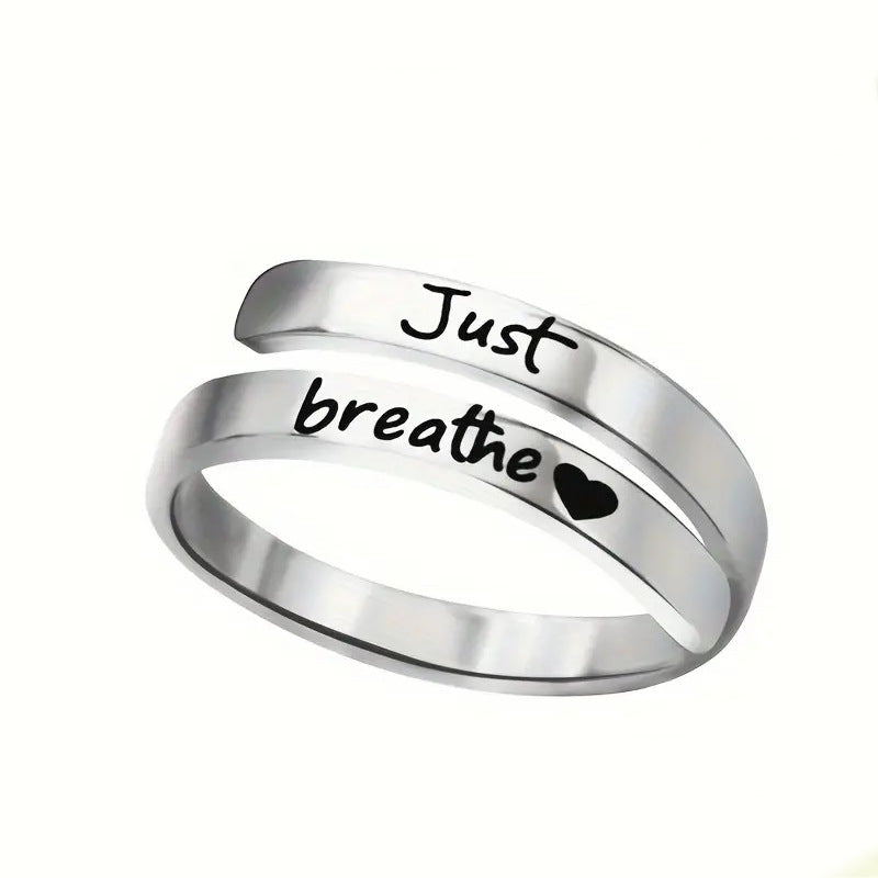 Just Breathe Spiral Heart Ring – Adjustable Stainless Steel
